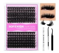 SOFENIDA Eyelash Cluster Set, Fluffy Eyelash Hangers, 100D+150D Thick Volume Cluster Eyelashes, D Curl Cluster Eyelashes, 10-18mm, Wispy DIY Eyelash Extension Kit (100D+150D-10-18MIX Thick)