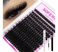 SOFENIDA Fluffy Lash Clusters Kit, 100D Thick Cluster Eyelashes, 10-18 mm Volume, D Curl Cluster, Eyelash Extensions, 3D Eyelash Clusters, DIY Eyelash Extension Set (100D-10-18MIX Thick Set)