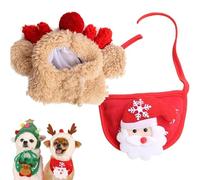 Sofenthiss Adorable Christmas Tree Pom-Pom Hat, Christmas Tree Hat Pom Poms for Dogs & Cats, Fun and Soft Pet Accessories (Brown,Small)