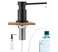 Sofetiy Soap Dispenser Black Kitchen Detergent Dispenser Installation with Stainless Steel Nuts, Soap Dispenser Stainless Steel with 300 ml Bottle and 1.25 m Extension Hose, Soap Dispenser Made of