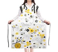 Sofevaim Bee Aprons for Women with Pockets,Cute White Waterproof Apron Adjustable Tie for Chef Men Women Kitchen Cooking Baking Painting Gardening, White