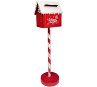 Sofezdo Christmas Standing Mailbox Outside Red Mail Box Letter Box House-shaped Letter Box Santa Claus Post Box for Porch Yard Front Door