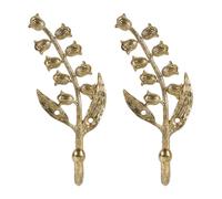 SOFFEE Design 2PCS Golden Bellflower Hooks, Spring Blossom Robe Holders, Floral Bathroom Accessories with Curved Stem
