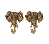 SOFFEE DESIGN 2PCS Metal Golden Coat Hook with Elephant Head Shape, Retro Decorative Wall Hooks for Entryway, Bathroom, Farmhouse Home Decor