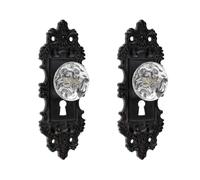 SOFFEE DESIGN Set of 2 Vintage Cabinet Knob Dresser Drawer Pulls, Distressed Closet Handles with Clear Crystal, Antique Door Knobs with Mounting Screws for Cupboard, Kitchen Furniture - Black