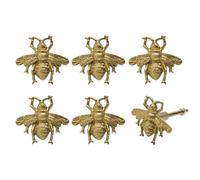 SOFFEE DESIGN Set of 6 Vintage Gold Zinc Cabinet Knobs, Decorative Metal Bee Shape Knobs Pull Handle for Door Cabinet Drawer, Antique Dresser Knobs Home Furniture Handle