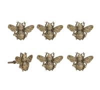 SOFFEE DESIGN Set of 6 Vintage Matte Gold Pewter Cabinet Knobs, Decorative Metal Bee Shape Knobs Pull Handle for Door Cabinet Drawer, Antique Dresser Knobs Home Furniture Handle