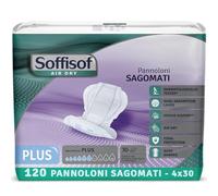 Soffisof Air Dry Incontinence Shaped Pads Plus - 120x Adult Shaped Liners - 4 Packs of 30 - Unisex Absorbent Protections - Up to 6 Drops Absorbency