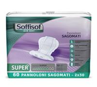 Soffisof Air Dry Incontinence Shaped Pads Super - 60x Shaped Liners for Seniors and Adults - 2 Packs of 30 Pieces, Up to 8 Drops Absorbency - for Men and Women