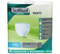 Soffisof Air Dry Pants Plus L - 84x Incontinence Pants - 6 Packs of 14 Adult Diapers for Men and Women - 6 Drops Absorbency - Large (110-150 cm)