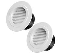 Soffit Vents Round 2PCS 100,200mm Vent Cover with Built-in Screen Mesh ABS Louver Air Vent Cover HVAC Ducting Bathroom Kitchen Garage Use White(75 mm)
