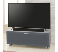 sofia 1200mm glass top tv stand with 1 door - grey high gloss