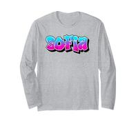 Sofia Graffiti Personalized Name Blue Pink Lettering Long Sleeve T-Shirt