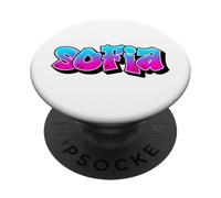 Sofia Graffiti Personalized Name Blue Pink Lettering PopSockets Adhesive PopGrip