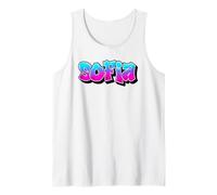 Sofia Graffiti Personalized Name Blue Pink Lettering Tank Top