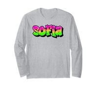 Sofia Graffiti Personalized Name Green Pink Lettering Long Sleeve T-Shirt
