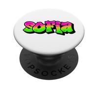 Sofia Graffiti Personalized Name Green Pink Lettering PopSockets Adhesive PopGrip