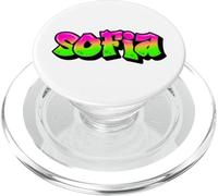 Sofia Graffiti Personalized Name Green Pink Lettering PopSockets PopGrip for MagSafe