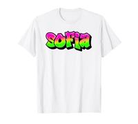 Sofia Graffiti Personalized Name Green Pink Lettering T-Shirt