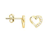 SOFIA MILANI - Women's Earrings 925 Silver - Gold Plated & with Zirconia Stones - Heart Stud Earring - E1637