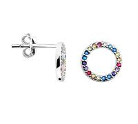 SOFIA MILANI - Women's Earrings 925 Silver - with coloured Zirconia Stones - Circle Stud Earring - E1676