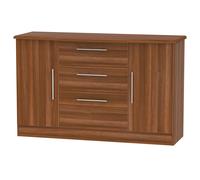 Sofia Ready Assembled 2 Door 3 Drawer Sideboard in Noche Walnut - Welcome Furniture | TJ Hughes