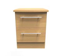 Sofia Ready Assembled 2 Drawer Bedside Cabinet in Modern Oak - Welcome Furniture | TJ Hughes