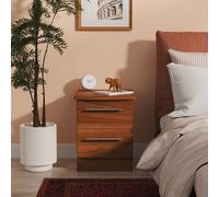 Sofia Ready Assembled 2 Drawer Bedside Cabinet in Noche Walnut - Welcome Furniture | TJ Hughes