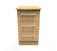 Sofia Ready Assembled 3 Drawer Bedside Cabinet in Modern Oak - Welcome Furniture | TJ Hughes