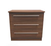 Sofia Ready Assembled 3 Drawer Chest in Noche Walnut - Welcome Furniture | TJ Hughes