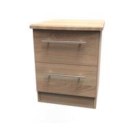 Sofia Ready Assembled Bedside Table with 2 Drawers - Bardolino Oak - Welcome Furniture | TJ Hughes