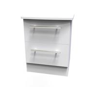 Sofia Ready Assembled Bedside Table with 2 Drawers - Grey Matt - Welcome Furniture | TJ Hughes