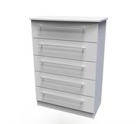 Sofia Ready Assembled Chest of Drawers with 5 Drawers - Grey Matt - Welcome Furniture | TJ Hughes