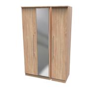 Sofia Ready Assembled Wardrobe with Triple Mirror - Bardolino Oak - Welcome Furniture | TJ Hughes