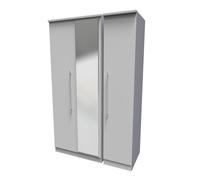 Sofia Ready Assembled Wardrobe with Triple Mirror - Grey Matt - Welcome Furniture | TJ Hughes