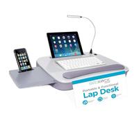 Sofia + Sam Multi Tasking Memory Foam Lap Desk with USB Light (Silver) | Supports Laptops Up to 15 Inches