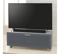 sofia small high gloss tv stand with glass top in grey