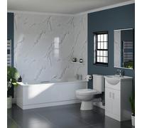 Sofia Vanity and 1700mm Straight Single Ended Bathroom Suite | Gloss White | 550mm