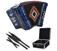 SofiaMari NSM3412 Accordion Package: 34 Button, 12 Bass, 3 Switch Accordion with Case and Straps (Mi/EAD Deep Blue Pearl)