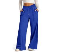 SOFIA'S CHOICE Wide Leg Sweatpants Women Drawstring High Waisted Pants with Pockets Jogger, Royal Blue, XXXL