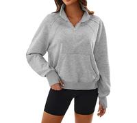 SOFIA'S CHOICE Women Ladies Sweatshirt No Hood Plain Zipper Sweatshirts, Red, S