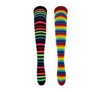 Sofias Closet Womens Girls Over The Knee Rainbow Stripe Socks Neon Cute Goth Emo