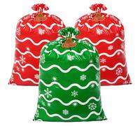 Sofier 3pcs Large Christmas Gift Bags, 36"x44" Holiday Gift Wrap Jumbo Christmas Sacks for Gifts Giant Presents Big Xmas Plastic Bags (waves)