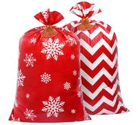 Sofier Large Christmas Gift Bags 36"x56" Holiday Gift Wrap 2pcs Jumbo Christmas Bag for Gifts Giant Sacks for Presents Big Xmas Plastic Gifts Bags(Snowflake+Zigzag)