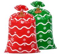Sofier Large Christmas Gift Bags 36"x56" Holiday Gift Wrap 2pcs Jumbo Christmas Bag for Gifts Giant Sacks for Presents Big Xmas Plastic Gifts Bags (snowflake/waves)