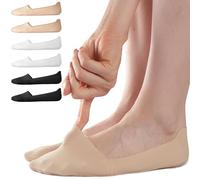 Sofier No Show Socks Womens, Non Slip Low Cut 6 Pairs Thin Silky Dress Footies Liner Invisible Socks Flats Loafers Sneakers, Nude*2/Black*2/White*2, 4-8 UK