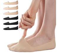 Sofier No Show Socks Womens, Non Slip Low Cut 6 Pairs Thin Silky Dress Footies Liner Invisible Socks Flats Loafers Sneakers, Nude*3/Black*3, 4-8 UK
