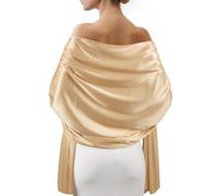 Sofier Satin Shawl Wraps for Women Evening Dresses Wedding Bridal Party Silky Scarf Formal Cover Up Bridesmaid Gifts, Gold, One Size