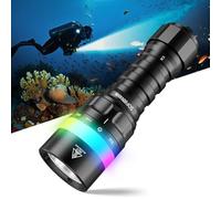 Sofirn SD08 Dive Torch 3200 Lumen High-Performance Scuba Diving Torch Underwater 100m with 360-Degree Battery Indicator & Colorful Light Positioning for Deep Sea Diving Fishing Caving