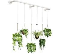 SOFITORG Plant Hanger Indoor, Hanging Planters for Indoor Plants with 6 Hanging Chains, Wall Plant Hanging Rod for Window Ceiling, 65 Inch, Metal/White…